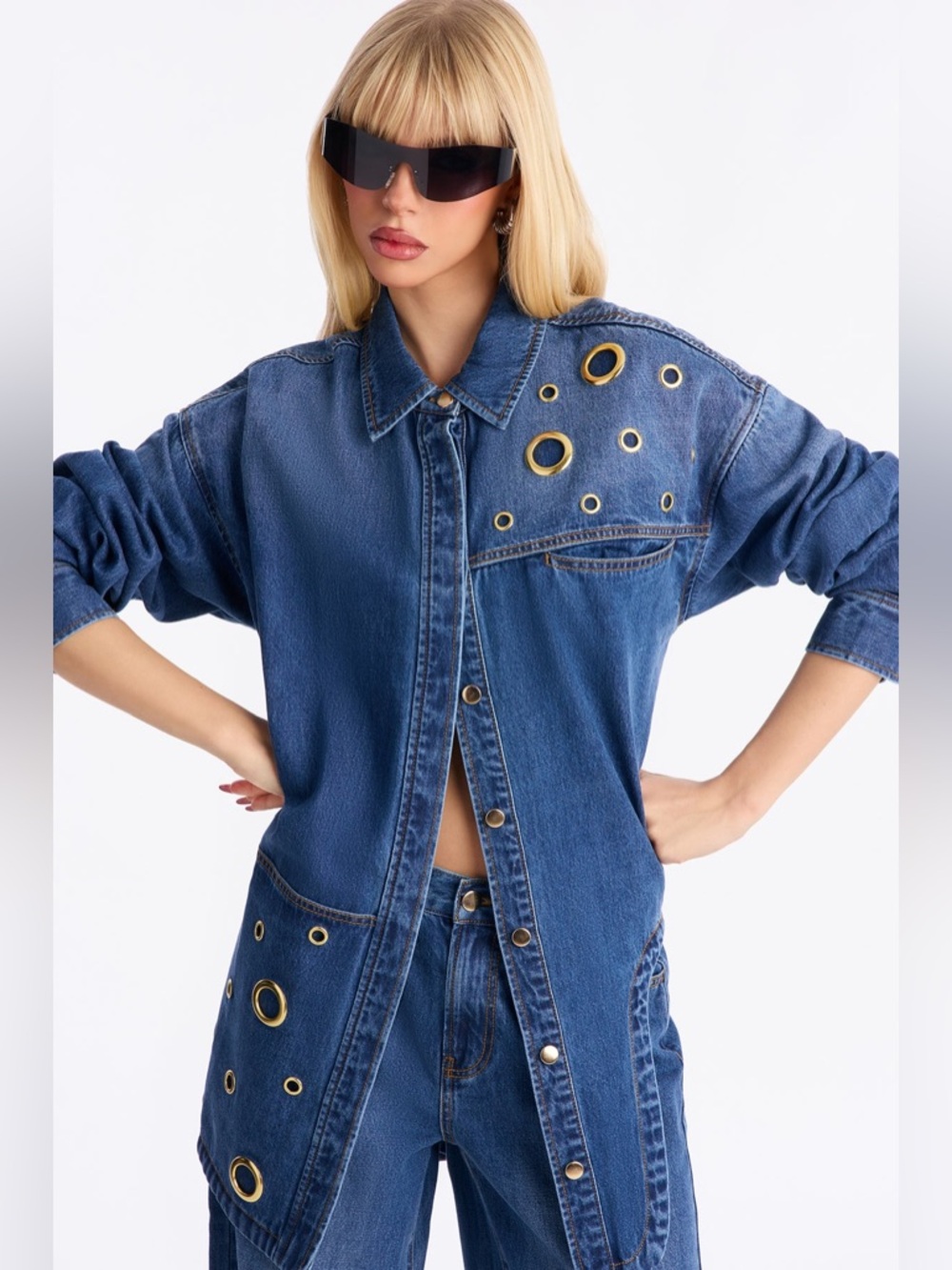 Fashion Nova Blue Denim SET SIZE LARGE